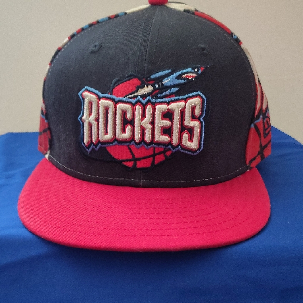 Rockets Cap with Red Brim and Embroidery